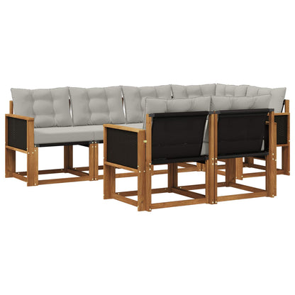Set di divani da esterno 7 pcs Naturale e Grigio Chiaro