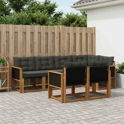 Set di divani da esterno con cuscino 7 pcs Naturale e Nero