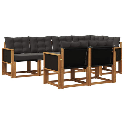 Set di divani da esterno 7 pz Naturale e Nero