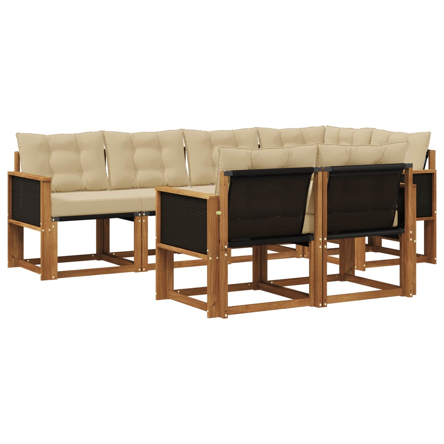 Set di divani da esterno 7 pz Naturale e Beige