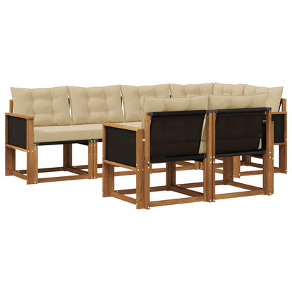 Set di divani da esterno 7 pz Naturale e Beige