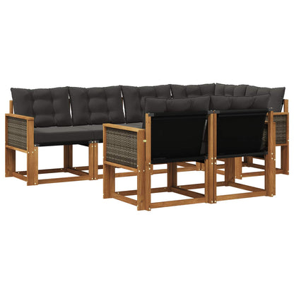 Set di divani da esterno 7 pz Naturale e Nero