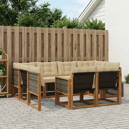 Set di divani da esterno con cuscino 7 pcs Naturale e Beige