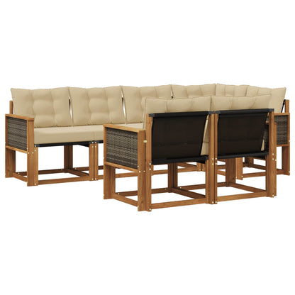 Set di divani da esterno 7 pz Naturale e Beige