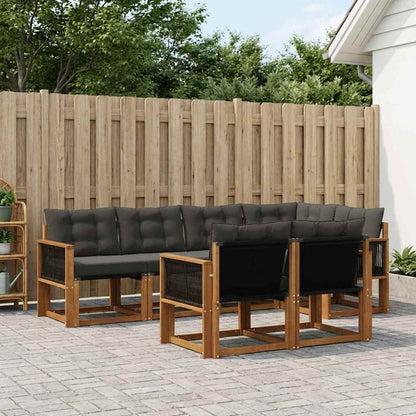 Set di divani da esterno con cuscino 7 pcs Naturale e Nero