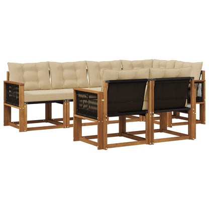 Set di divani da esterno 7 pz Naturale e Beige