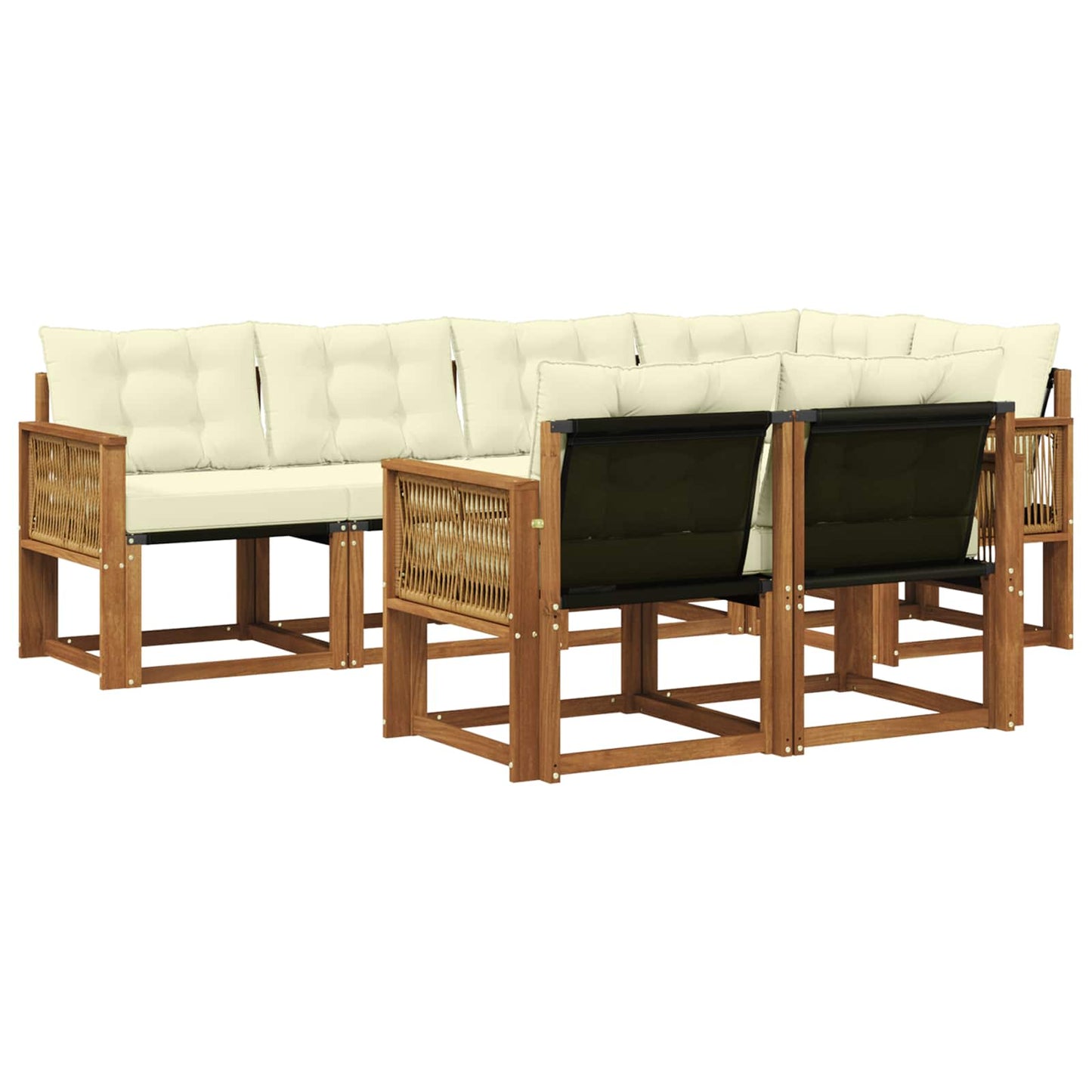 Set di divani da esterno con cuscino 7 pcs Naturale e Crema