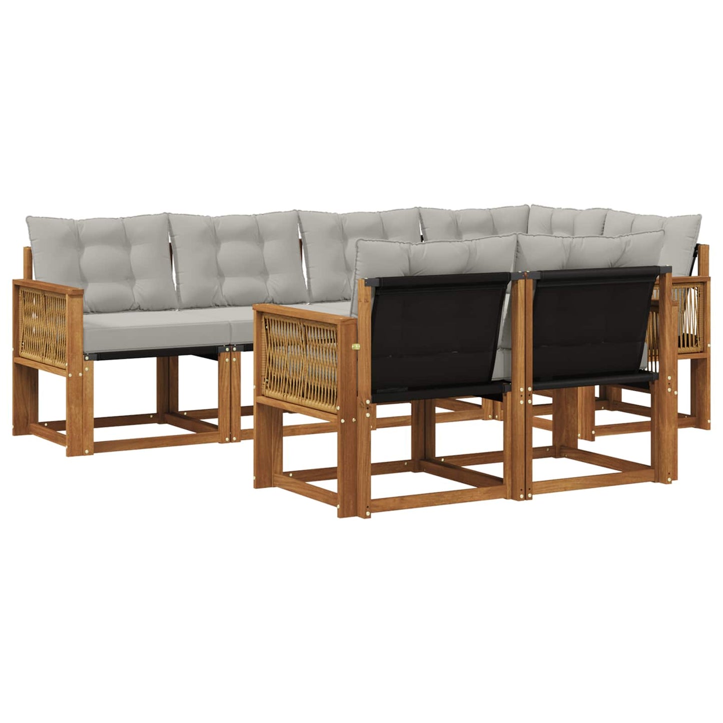 Set di divani da esterno 7 pcs Naturale e Grigio Chiaro