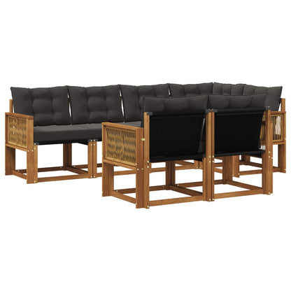 Set di divani da esterno con cuscino 7 pcs Naturale e Nero