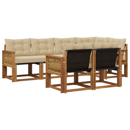 Set di divani da esterno 7 pz Naturale e Beige