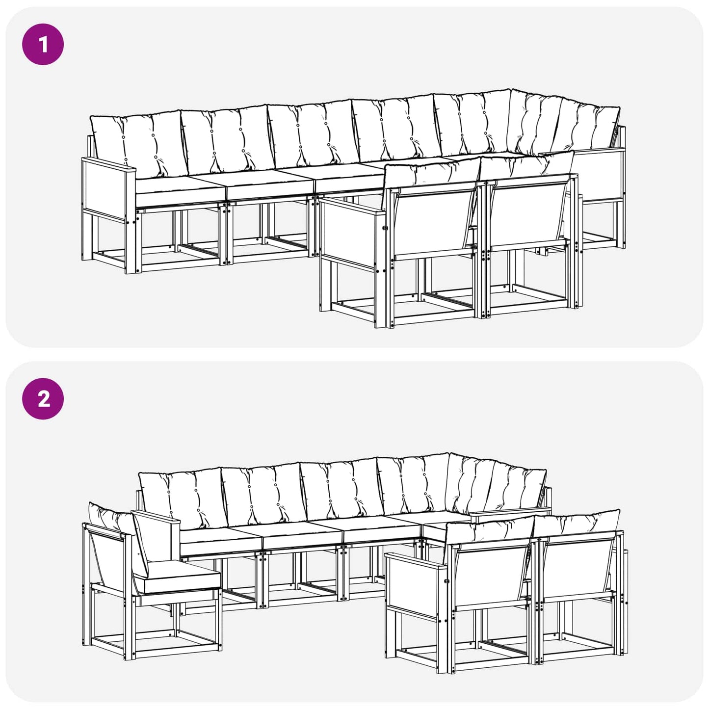 Set di divani da esterno 8 pcs Naturale e Grigio Chiaro | homemem39