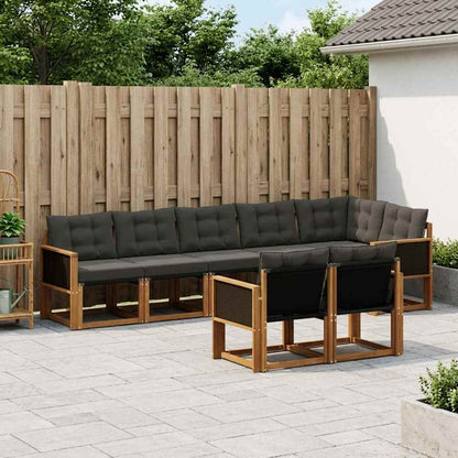 Set di divani da esterno con cuscino 8 pcs Naturale e Nero