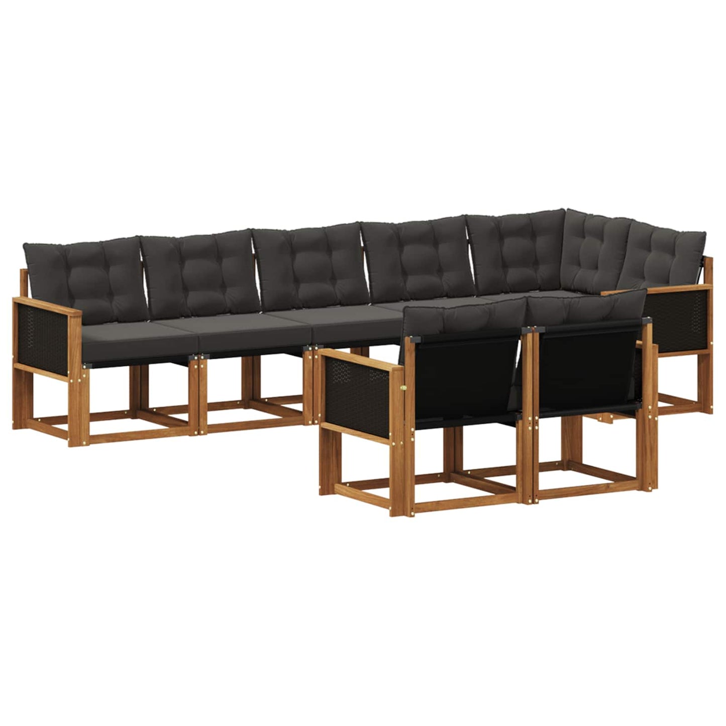 Set di divani da esterno con cuscino 8 pcs Naturale e Nero