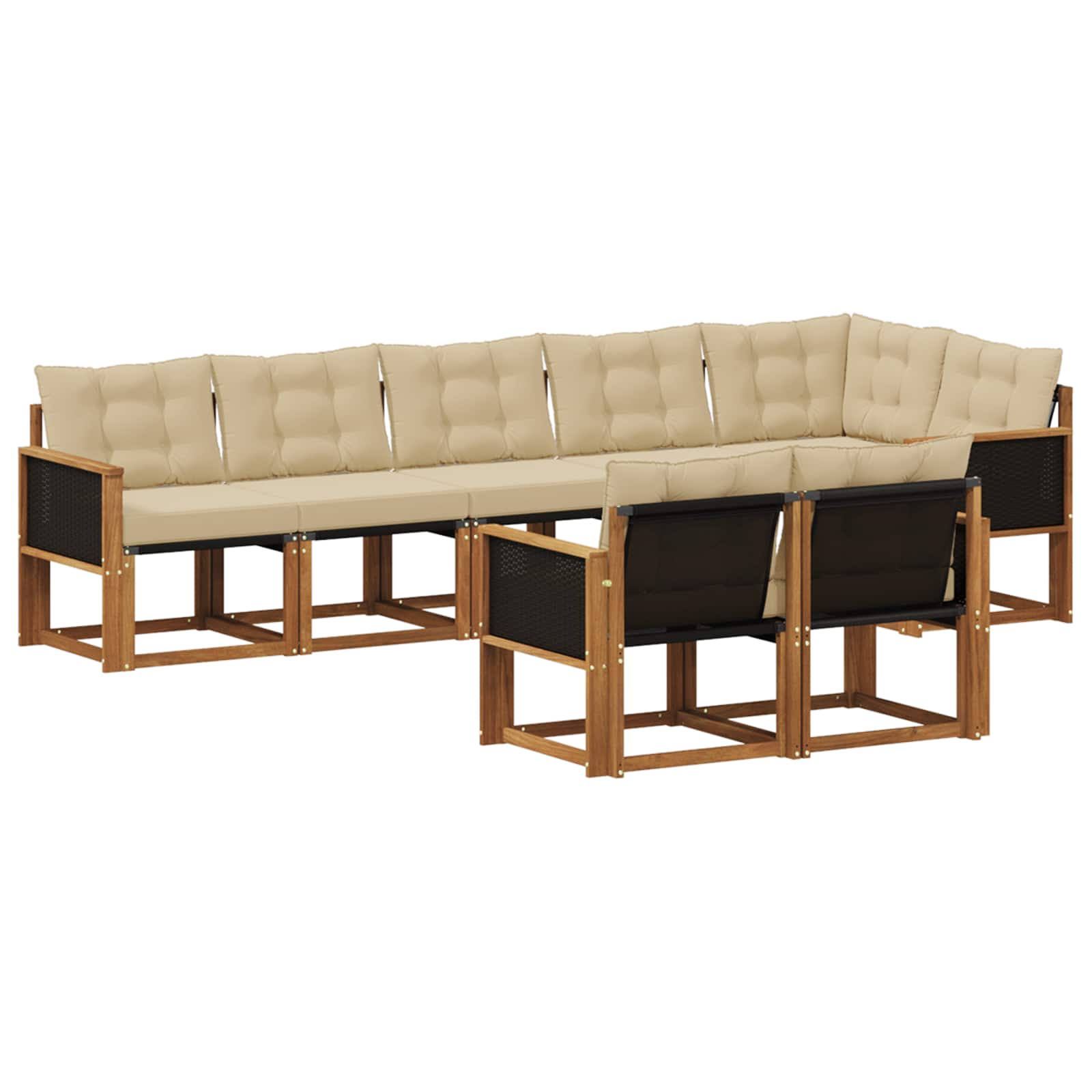 Set di divani da esterno con cuscino 8 pcs Naturale e Beige | homemem39