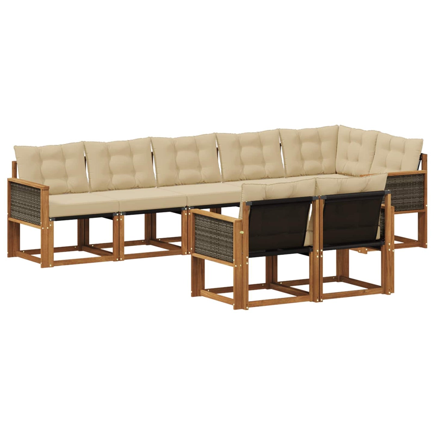 Set di divani da esterno 8 pz Naturale e Beige