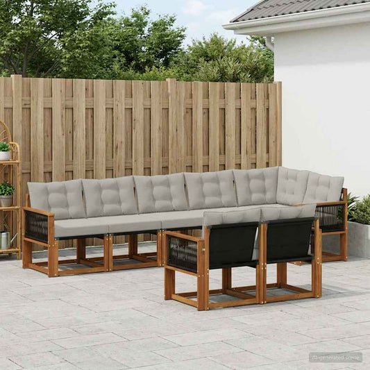 Set di divani da esterno 8 pcs Naturale e Grigio Chiaro