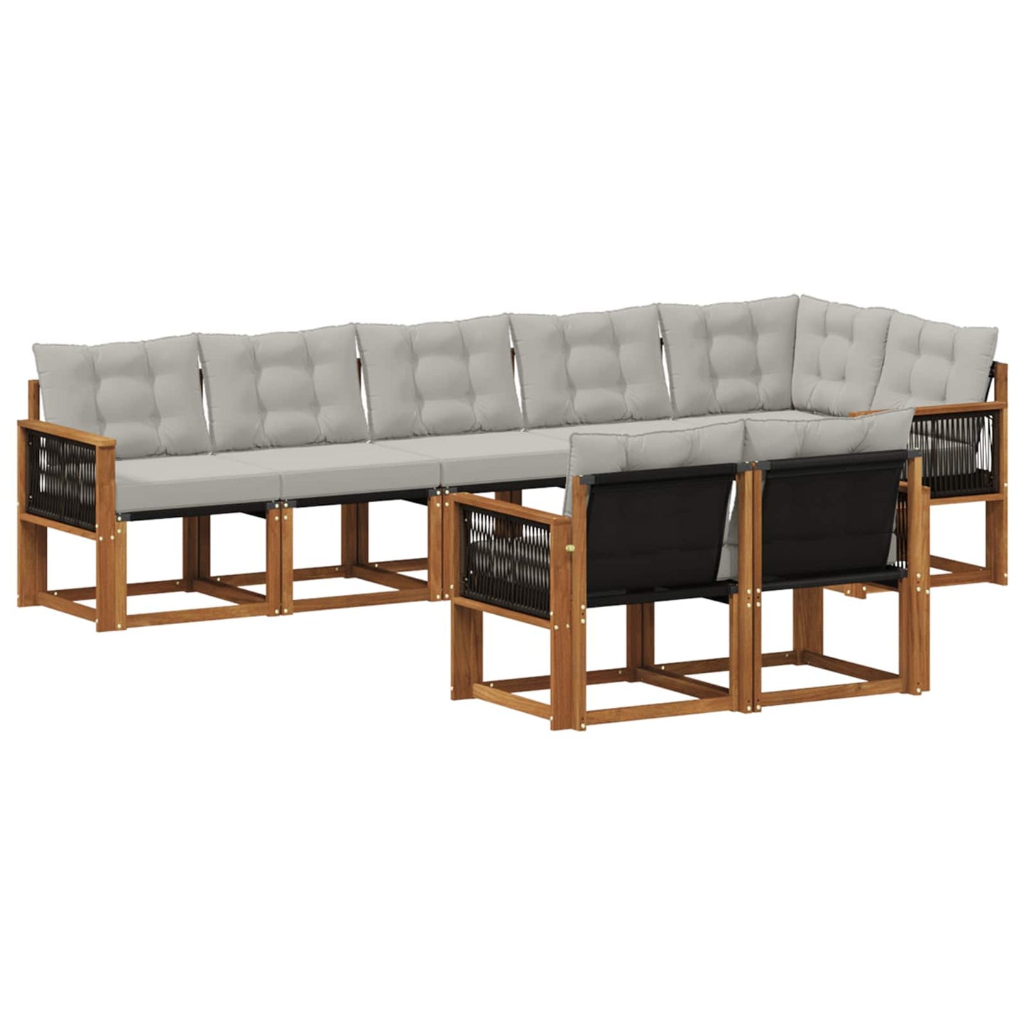 Set di divani da esterno 8 pz Naturale e Grigio Chiaro