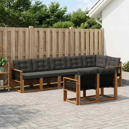 Set di divani da esterno con cuscino 8 pcs Naturale e Nero
