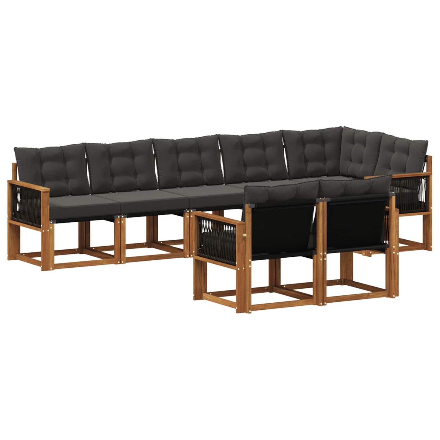 Set di divani da esterno 8 pz Naturale e Nero
