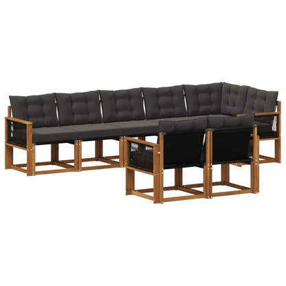 Set di divani da esterno con cuscino 8 pcs Naturale e Nero
