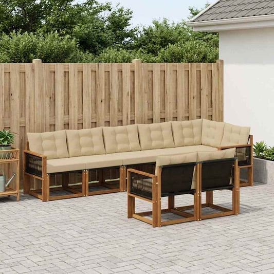 Set di divani da esterno con cuscino 8 pcs Naturale e Beige | homemem39