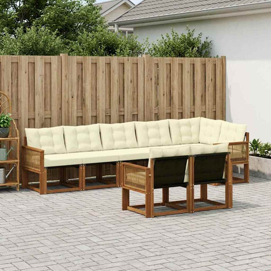 Set di divani da esterno con cuscino 8 pcs Naturale e Crema