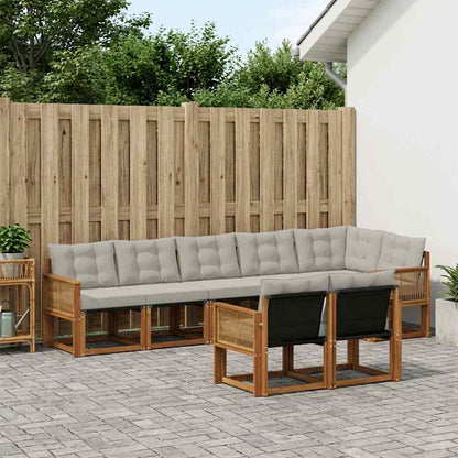 Set di divani da esterno 8 pcs Naturale e Grigio Chiaro