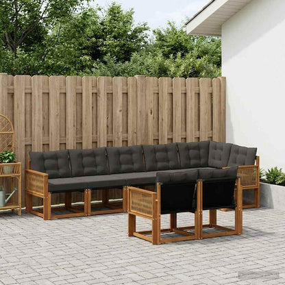 Set di divani da esterno con cuscino 8 pcs Naturale e Nero