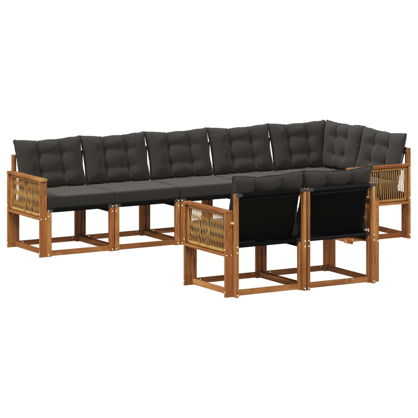Set di divani da esterno 8 pz Naturale e Nero