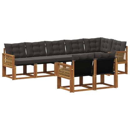 Set di divani da esterno 8 pz Naturale e Nero
