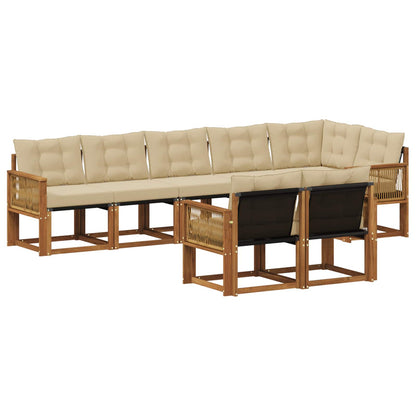 Set di divani da esterno con cuscino 8 pcs Naturale e Beige | homemem39