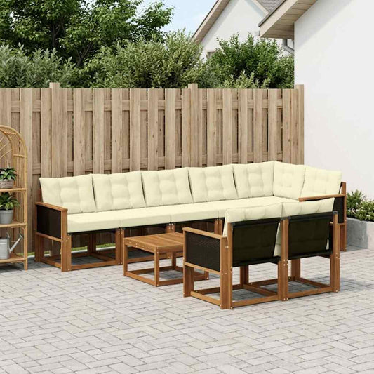 Set di divani da esterno con cuscino 9 pcs Naturale e Crema