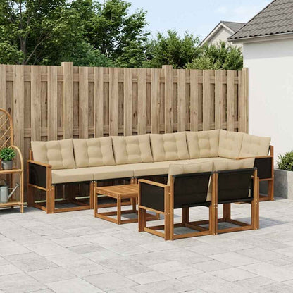 Set di divani da esterno con cuscino 9 pcs Naturale e Beige