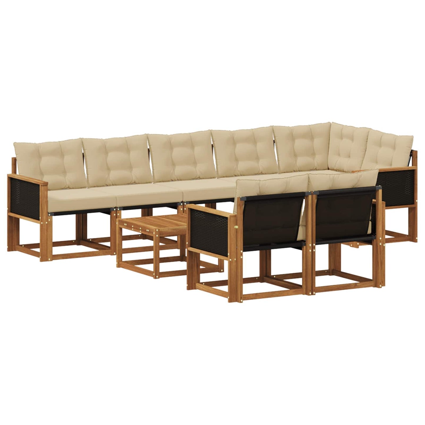 Set di divani da esterno con cuscino 9 pcs Naturale e Beige