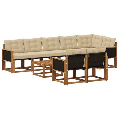 Set di divani da esterno con cuscino 9 pcs Naturale e Beige