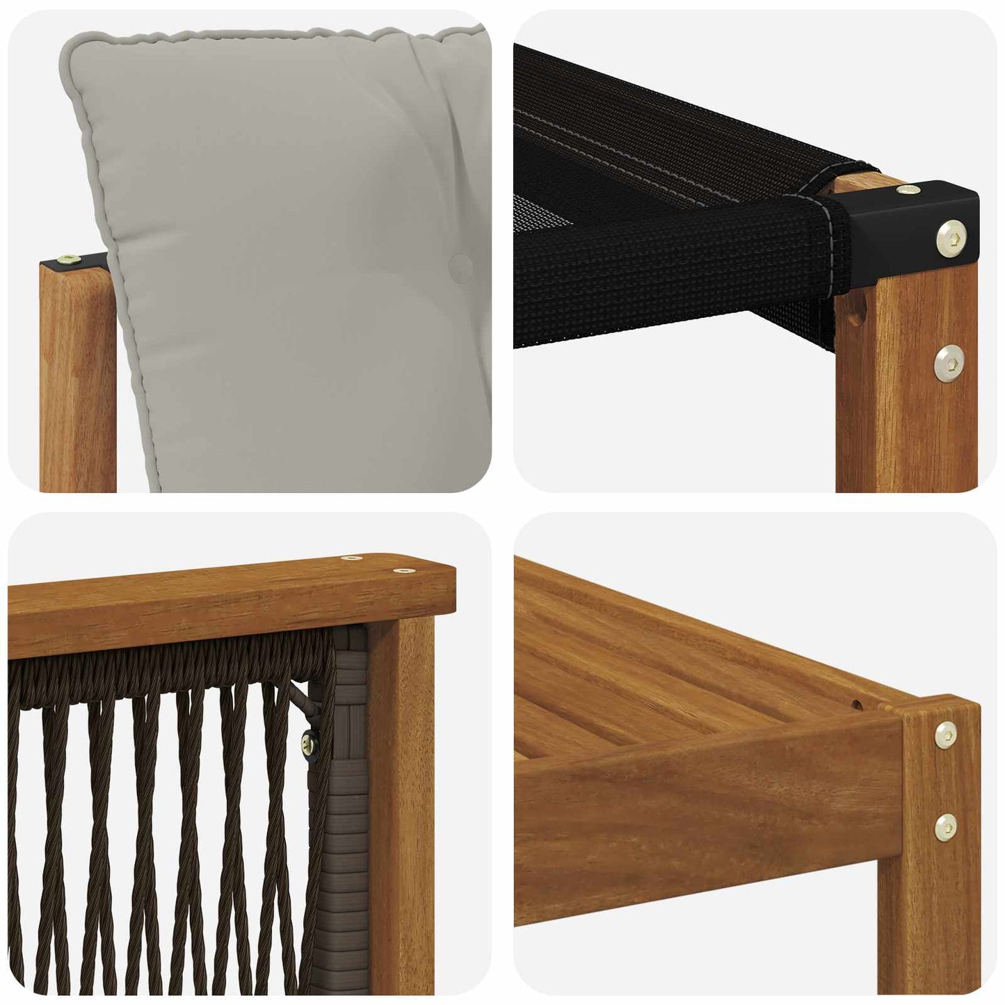 Set di divani da esterno 9 pcs Naturale e Grigio Chiaro
