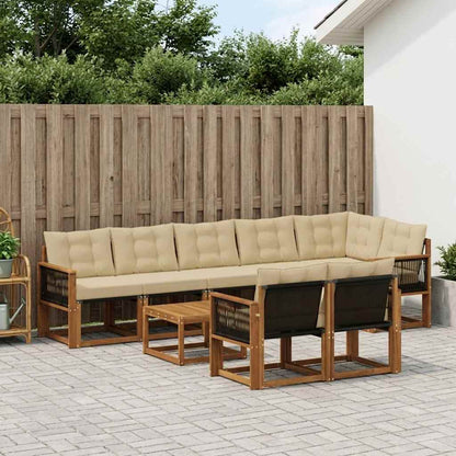 Set di divani da esterno con cuscino 9 pcs Naturale e Beige