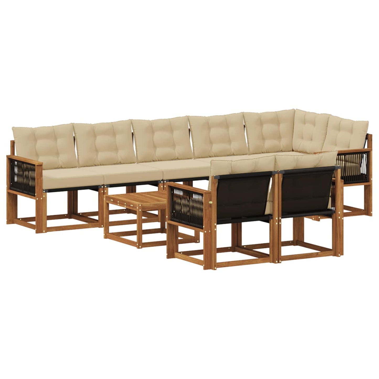 Set di divani da esterno con cuscino 9 pcs Naturale e Beige