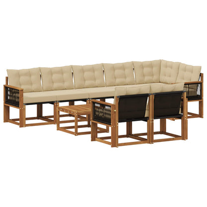 Set di divani da esterno con cuscino 9 pcs Naturale e Beige