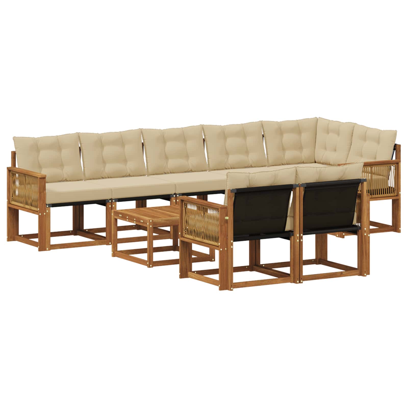 Set di divani da esterno con cuscino 9 pcs Naturale e Beige | homemem39