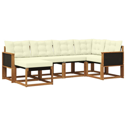 Set di divani da esterno con cuscino 6 pcs Naturale e Crema