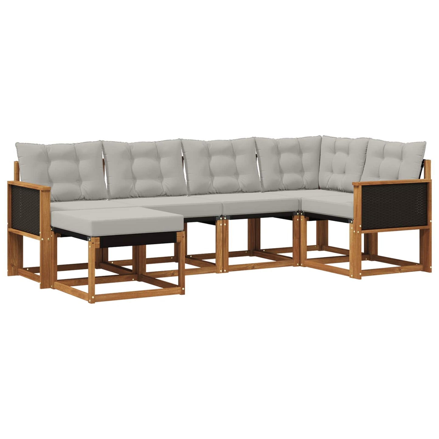 Set di divani da esterno 6 pz Naturale e Grigio Chiaro