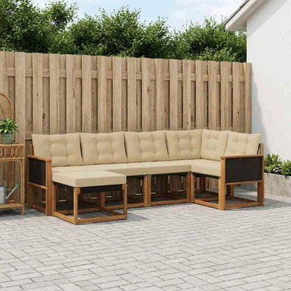 Set di divani da esterno con cuscino 6 pcs Naturale e Beige