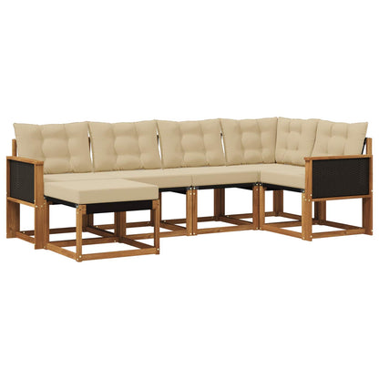 Set di divani da esterno 6 pz Naturale e Beige