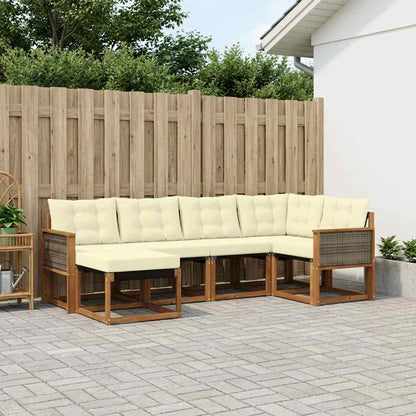 Set di divani da esterno con cuscino 6 pcs Naturale e Crema