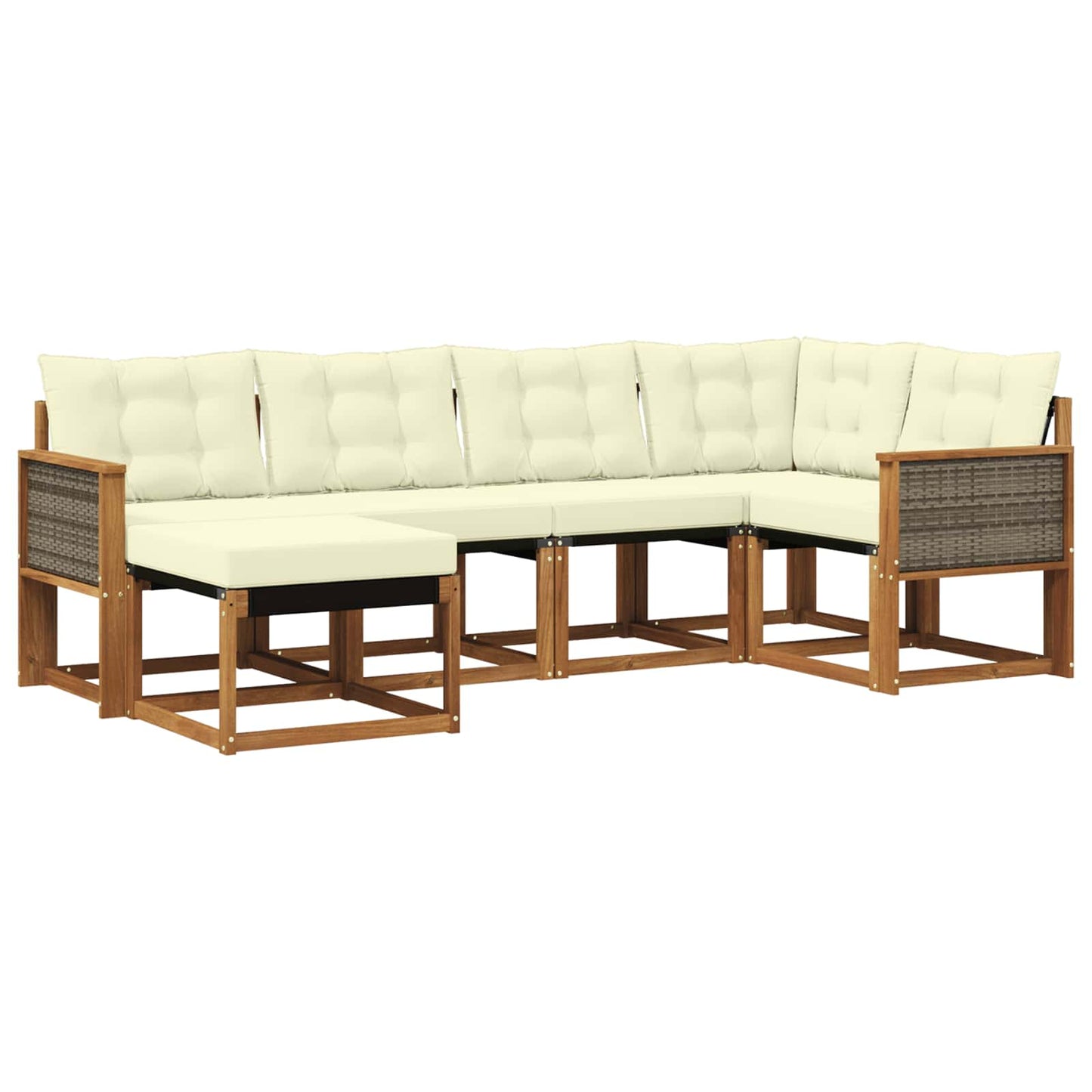Set di divani da esterno con cuscino 6 pcs Naturale e Crema