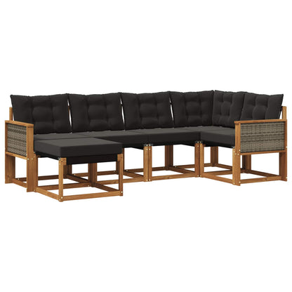 Set di divani da esterno 6 pz Naturale e Nero