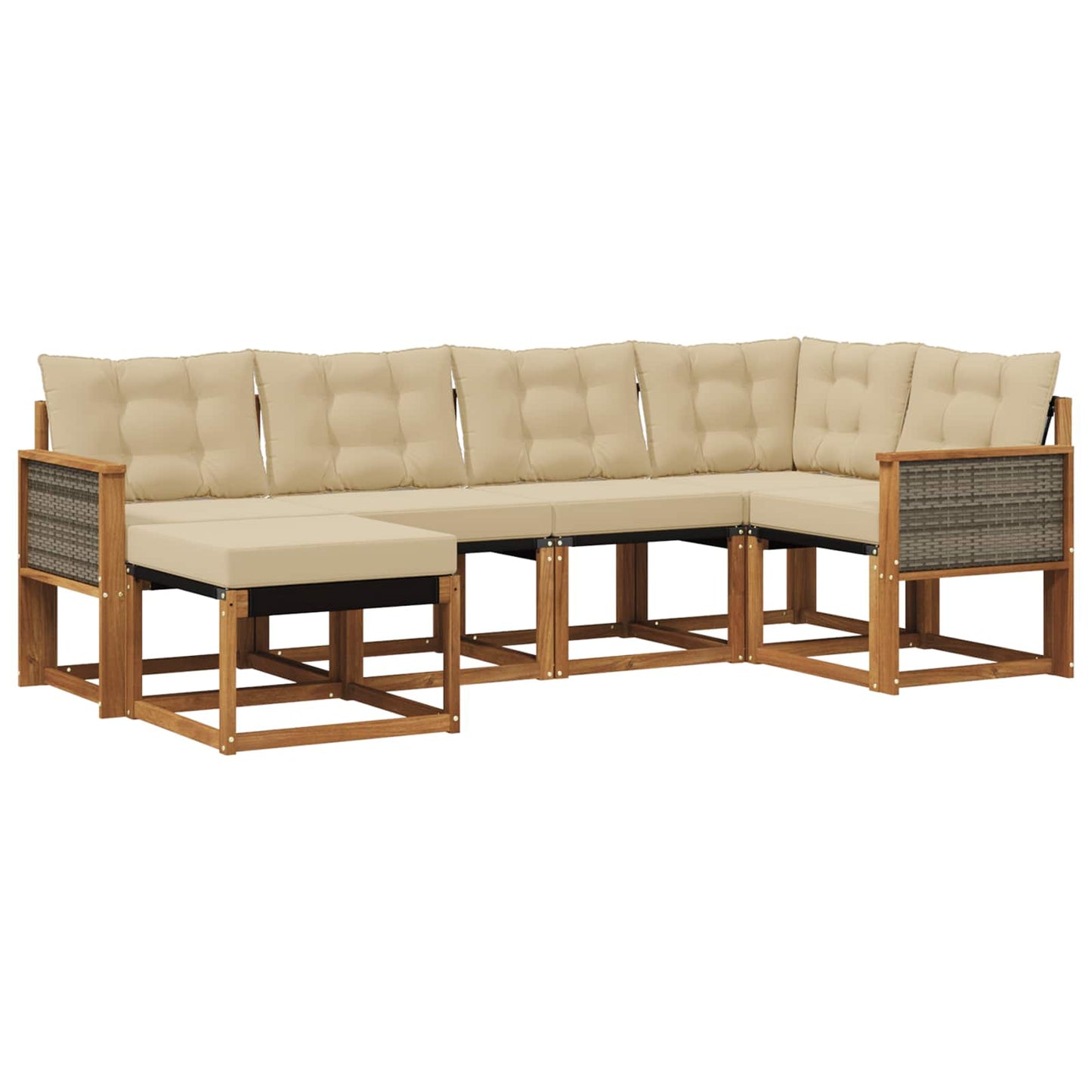 Set di divani da esterno 6 pz Naturale e Beige