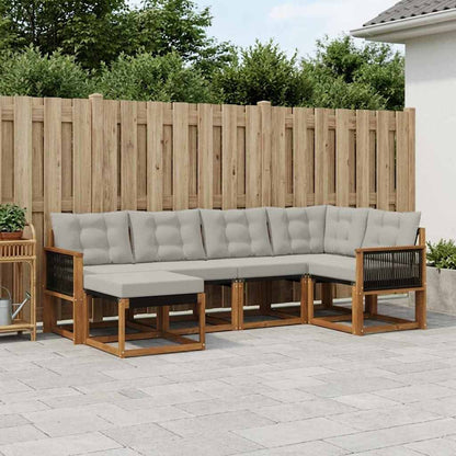 Set di divani da esterno 6 pcs Naturale e Grigio Chiaro