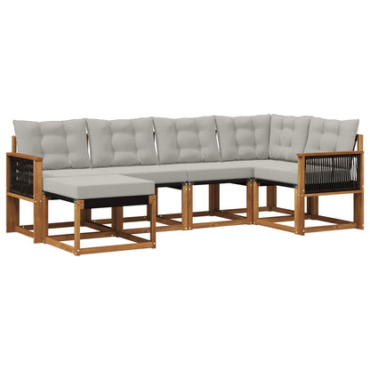Set di divani da esterno 6 pz Naturale e Grigio Chiaro